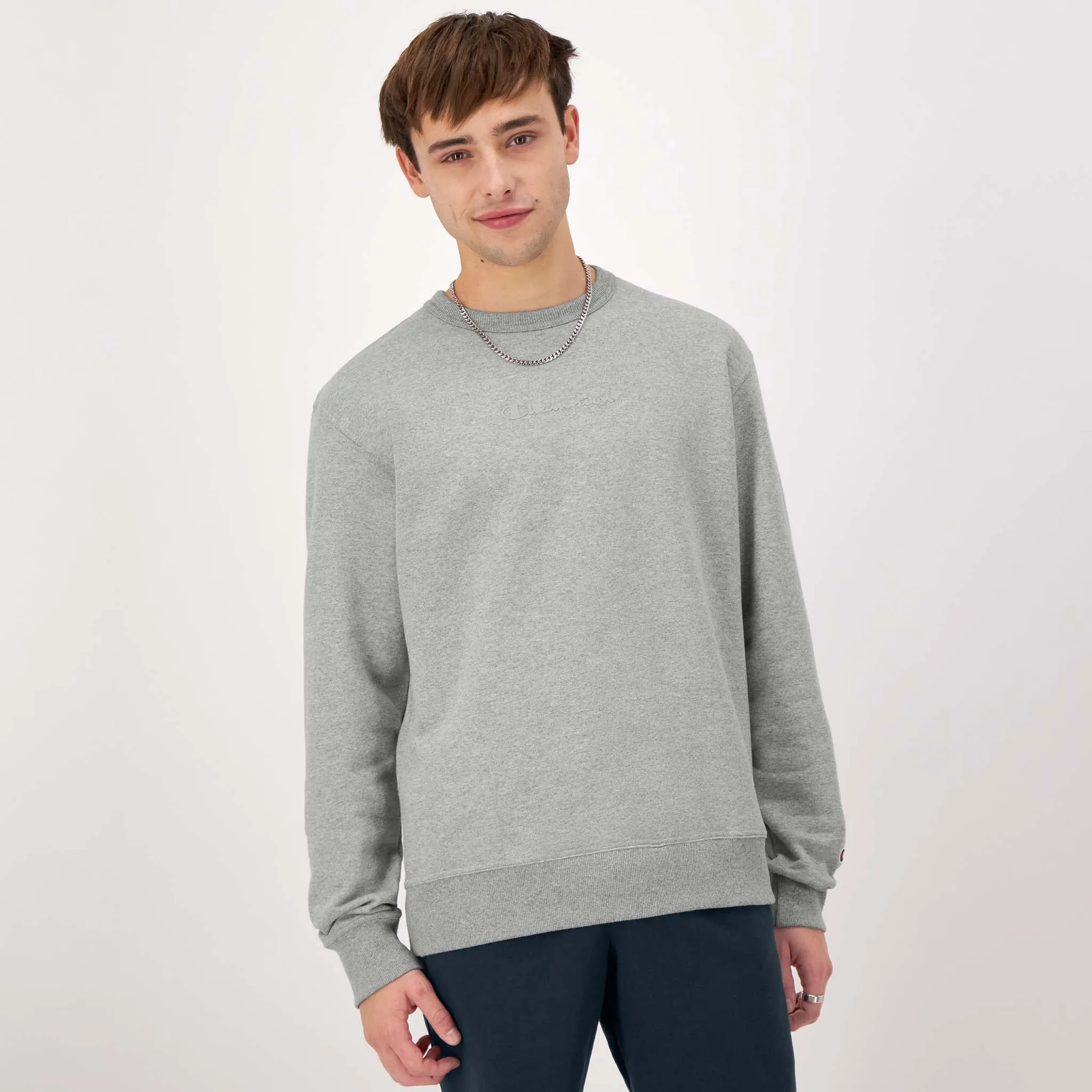 Champion Powerblend Crewneck Sweatshirt, Tonal Script Logo