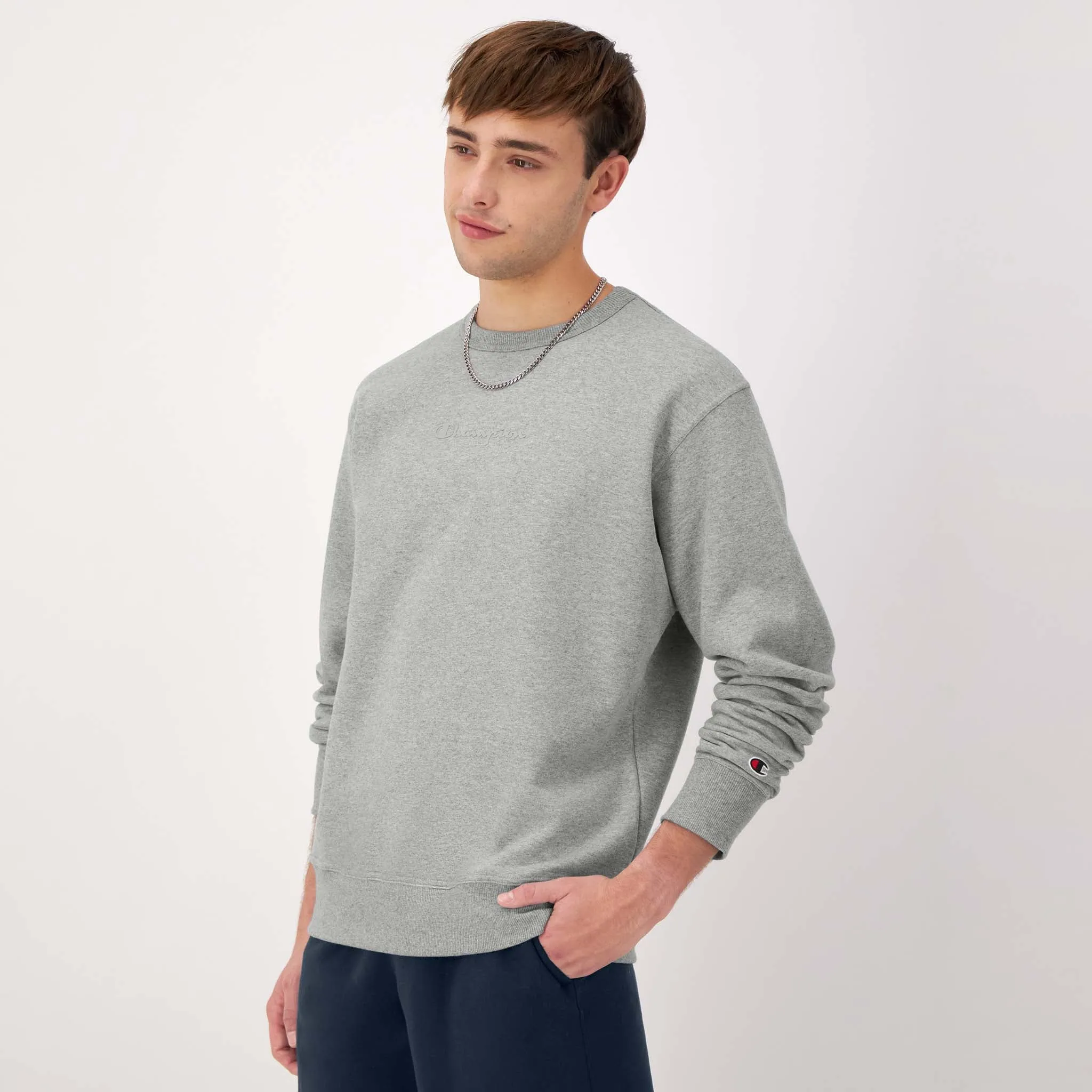Champion Powerblend Crewneck Sweatshirt, Tonal Script Logo