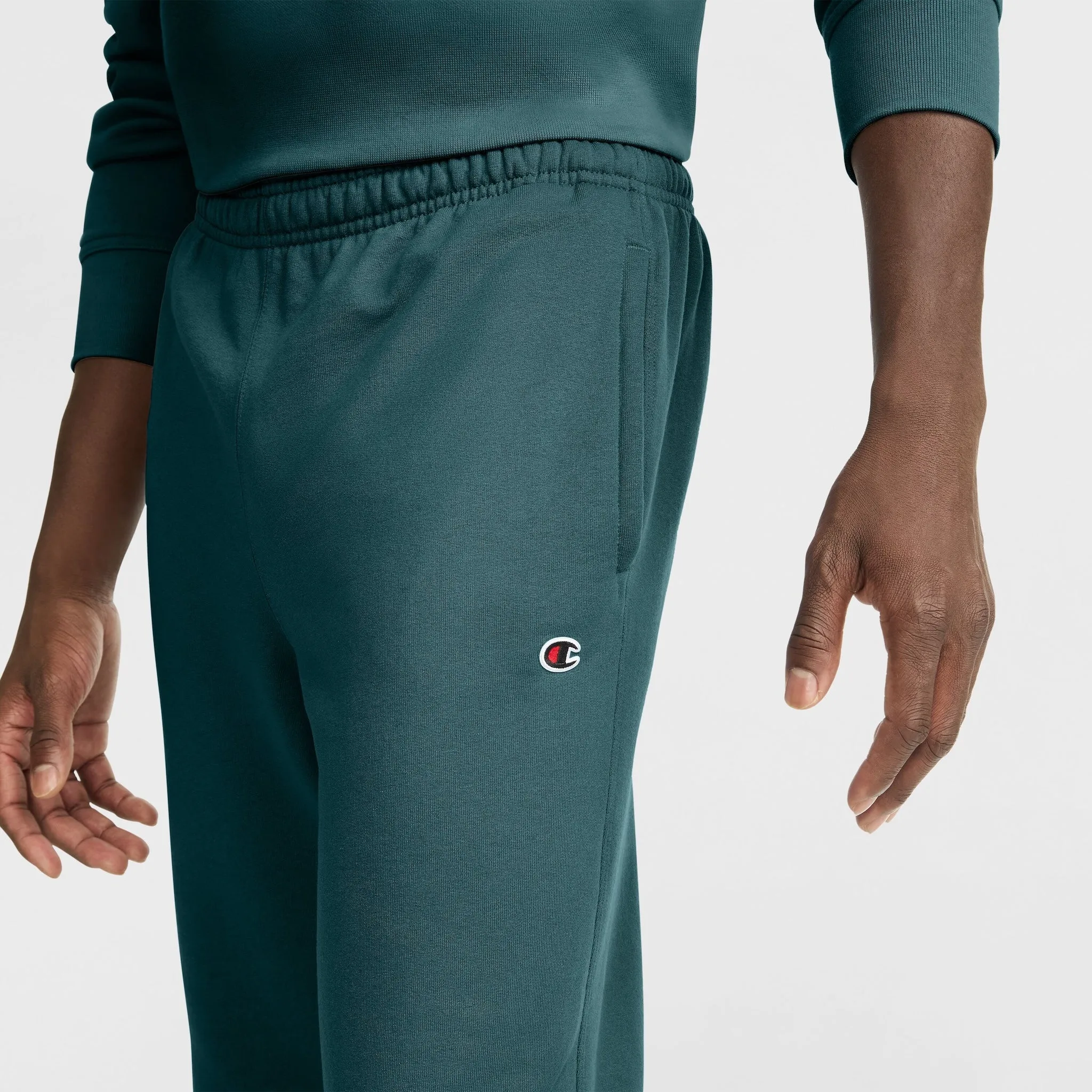 Champion Powerblend Sweatpants, Relaxed Hem, C Logo