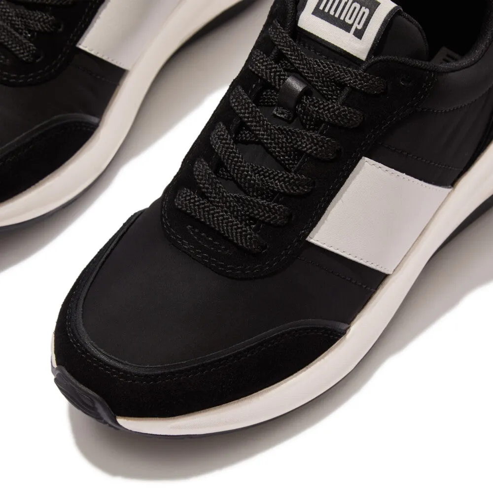 FitFlop F-Mode Flow Fabric/Suede/Leather Flatform Sneaker Black