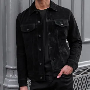 Thursday Suede Trucker Jacket | Black