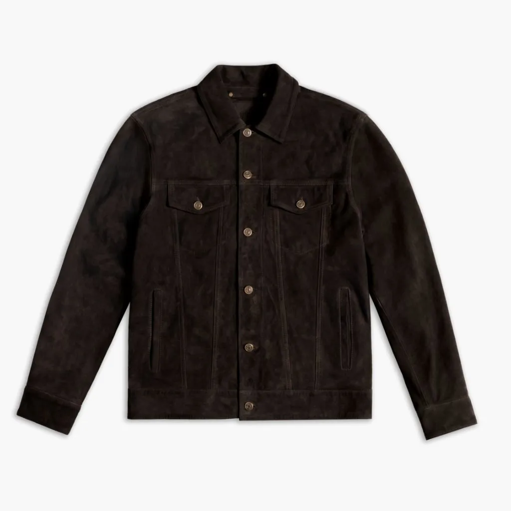Thursday Suede Trucker Jacket | Chocolate