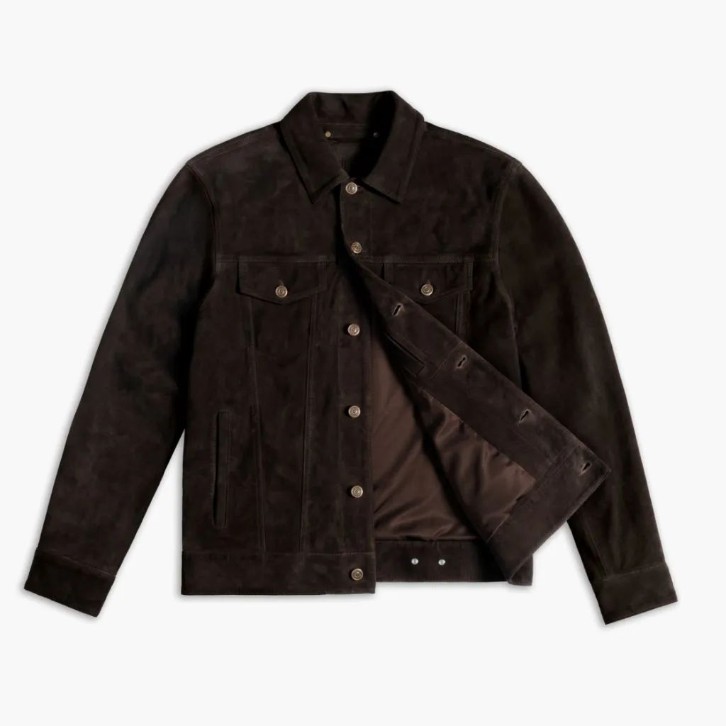 Thursday Suede Trucker Jacket | Chocolate