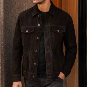 Thursday Suede Trucker Jacket | Chocolate