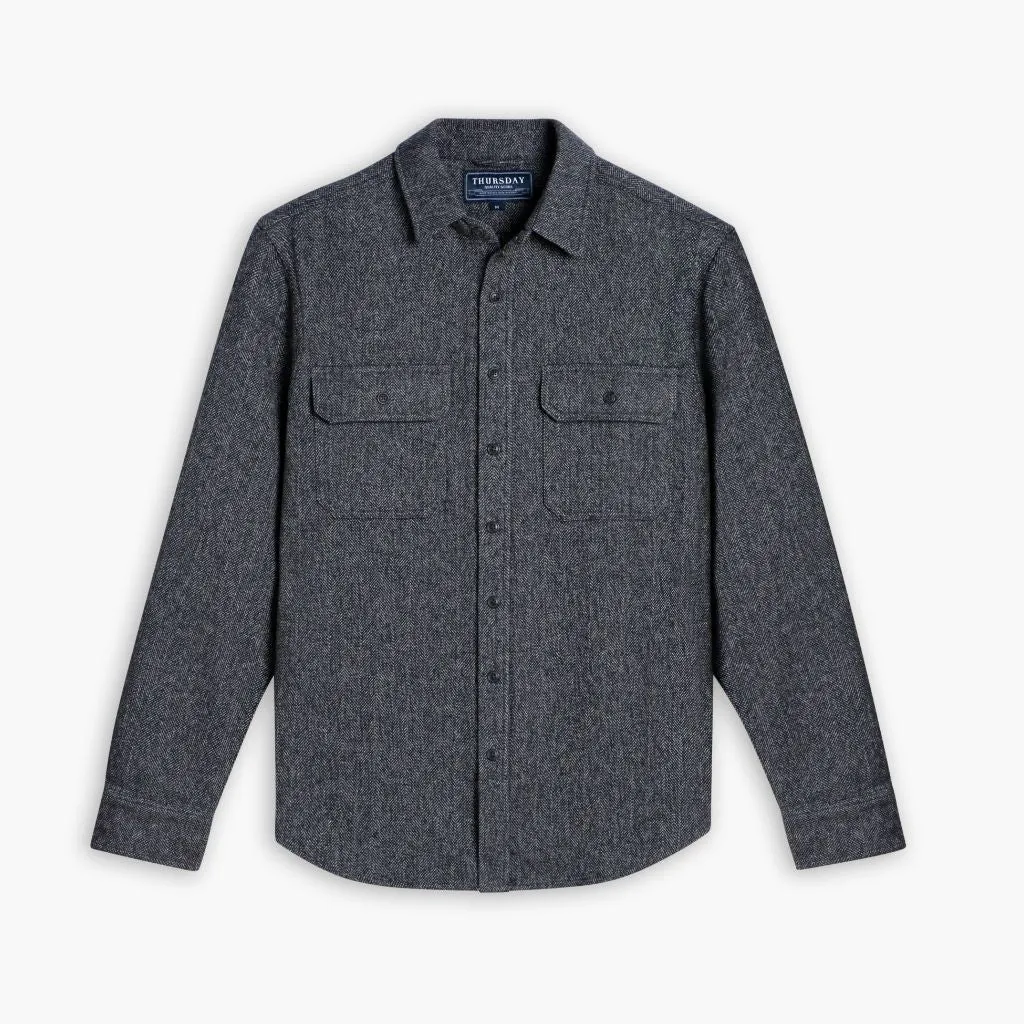 Thursday Summit Flannel Shirt | Blue Herringbone