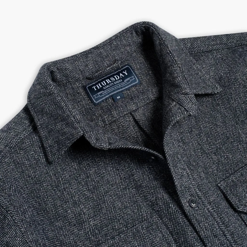 Thursday Summit Flannel Shirt | Blue Herringbone
