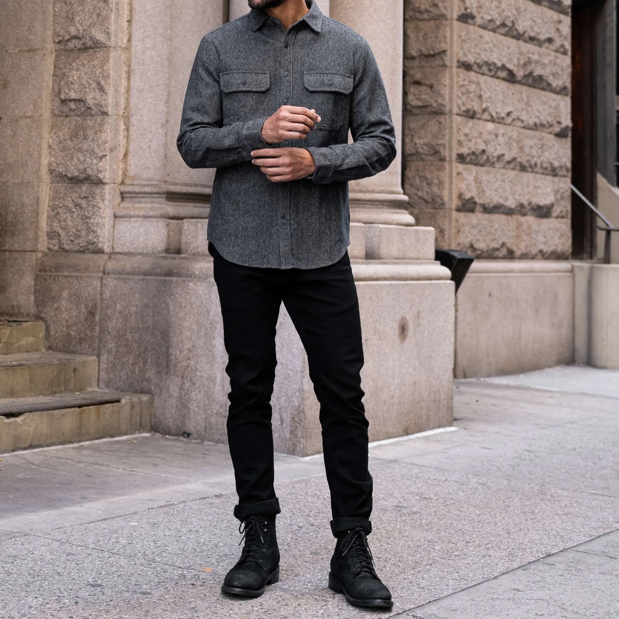 Thursday Summit Flannel Shirt | Blue Herringbone