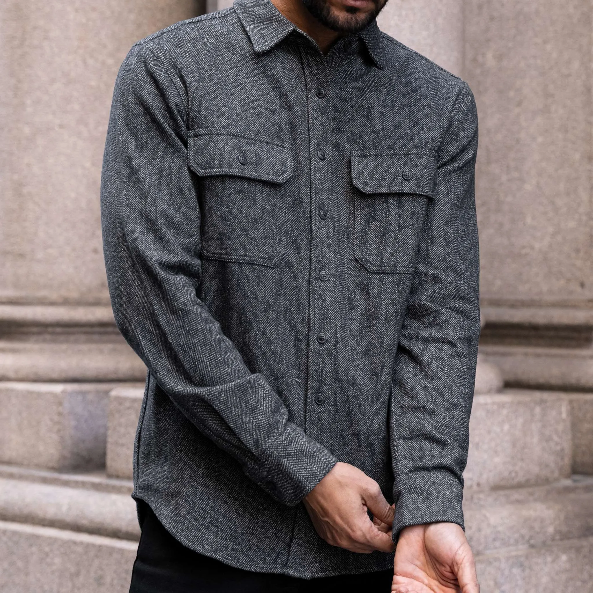 Thursday Summit Flannel Shirt | Blue Herringbone