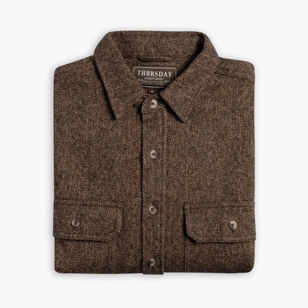 Thursday Summit Flannel Shirt | Brown Herringbone