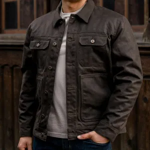 Thursday Waxed Trucker Jacket | Dark Olive